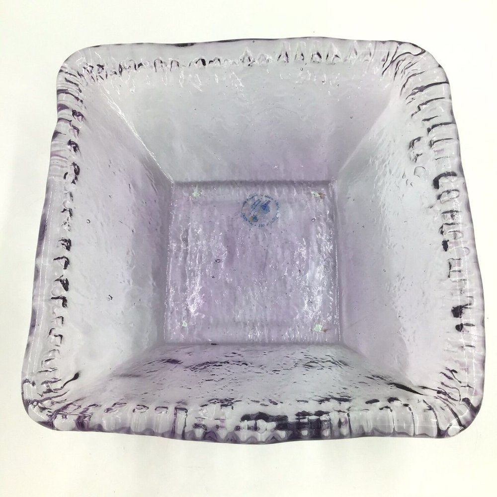 ECOGLASS Recycled Glass Serving Bowl Made in SPAIN Purple Hue Square EUC